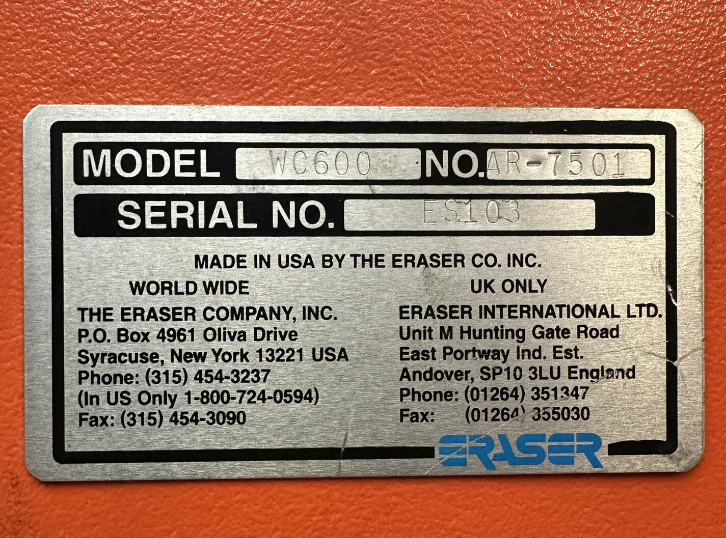 Eraser WC600 Wire And Tubing Cutter Tested & Working The Eraser Co