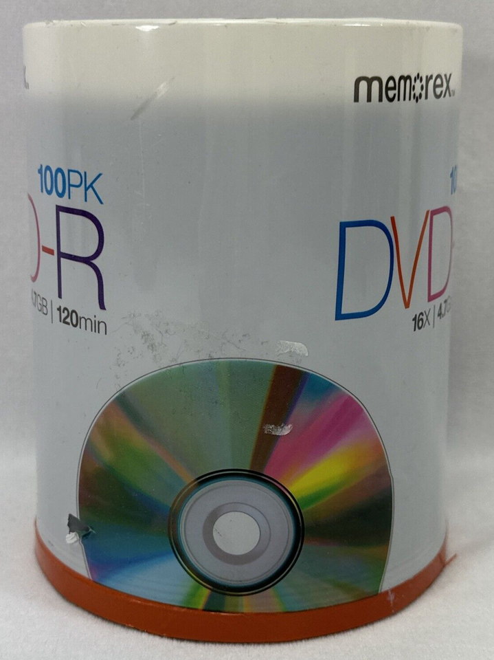Memorex DVD-R Recordable DVD's 16X 4.7Go 120min 100 Pack (Factory ...