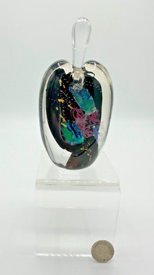 ARTIST SIGNED GARY ZACK STUDIO ART GLASS DICHROIC PERFUME SCENT PAPERWEIGHT GOLD