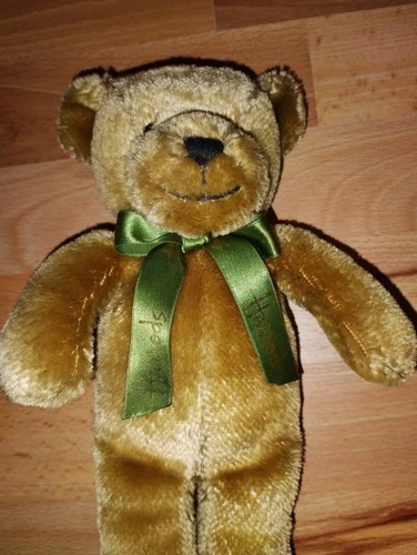 Harrods Golden Brown Plush Collectible Teddy Bear Toy Green Ribbon 11" Inch 28cm - Picture 16 of 16