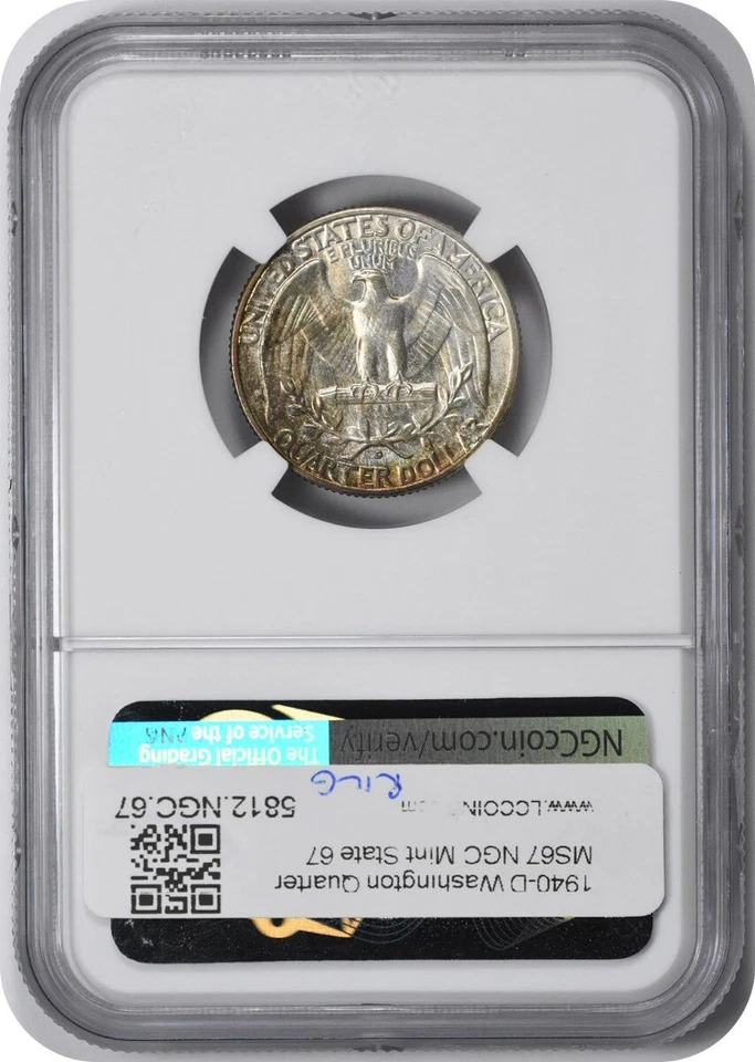 1940-D Washington Quarter MS67 NGC - Image 2 of 2
