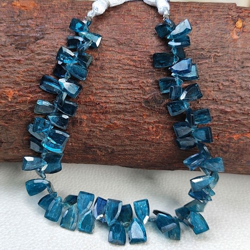 Neon Blue Kyanite Gemstone 8x5 to 11x8mm Faceted Jewelry Making Beads 10" Strand - Picture 2 of 7