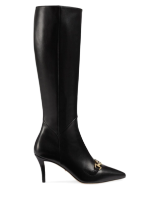 GUCCI Zumie Black Leather Woman's Tall Dress Boots Z126119 Size 39