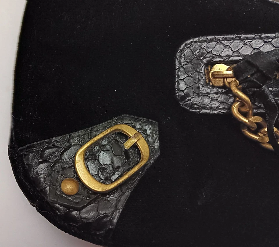 XOXO Women's BLack on Black Plush Velvet Handbag with Faux Alligator Accents - Image 2 of 4