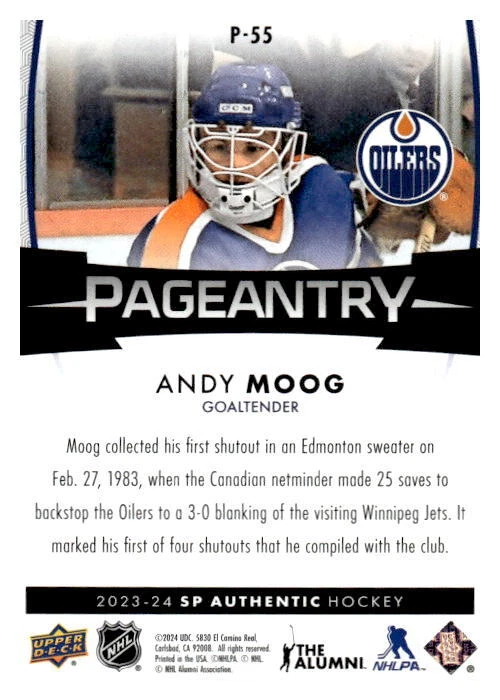 2023-24 SP Authentic #P-55 Andy Moog Pageantry - Image 2 of 2