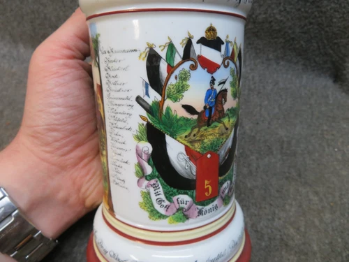 WWI IMPERIAL GERMAN ARMY COMMEMORATIVE BEER STEIN-5TH DRAGOONS-NAMED - Picture 6 of 17