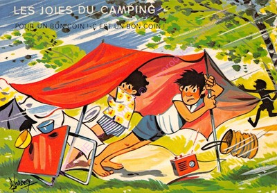 Cp Humor Les Joies Of The Camping For A Good Corner C Is One Good Corner Ebay