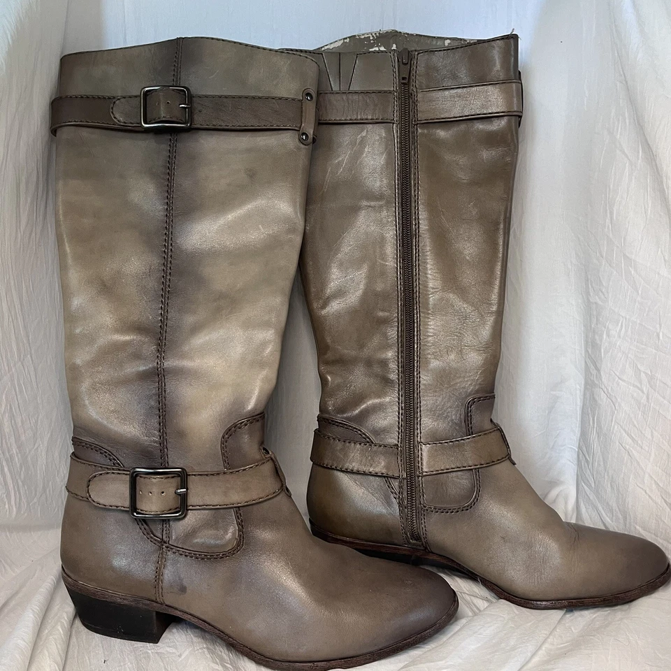 GB-GIANNI BINI серо-коричневый женщин кожи колена сапоги размер 8 М  - Изображение 3 из 4