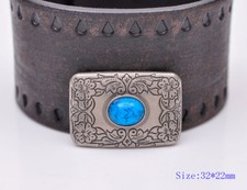 4PC 32X22MM SILVER BLUE Turquoise Western Flower Decor Saddle Belt Conchos