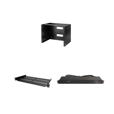 StarTech Wall Mount Rack with Shelf and Power Strip for Networking Equipment ...