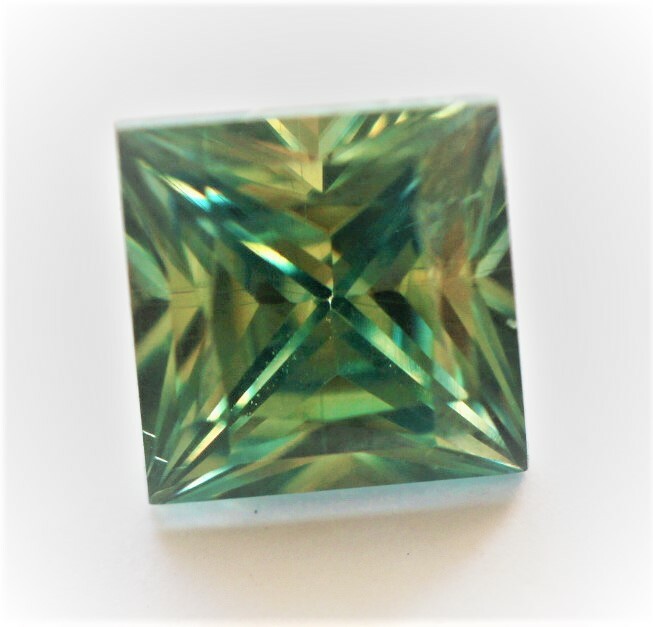Moissanite bleu vert de 2.86 carats carrée VVS1, pierre précieuse pour bague et bijoux sur mesure