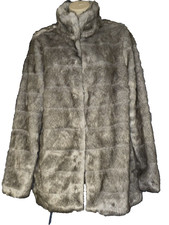 Atmosphere Ladies Size S Grey Faux Fur High Collar Hook And Loop Close Jacket