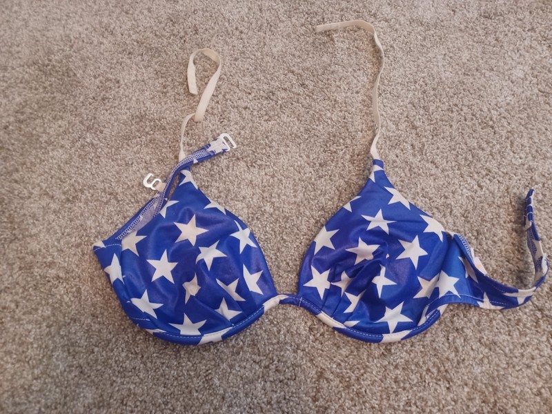 Venus Women’s Swim String Top SZ L Large Venus SZ "C" Swimwear-Blue with Stars