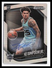 2024-25 Panini Prizm Black Auto Silver Prizms #207 KJ Simpson Jr. Hornets RC QW