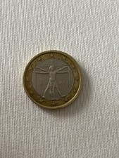 Rare 1 Euro Coin ITALY 2002 Vitruvian Man by Leonardo da Vinci
