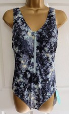 Ex M&S GOODMOVE Padded SECRET SLIMMING Tummy Control ACTIVE ZIP Swimsuit