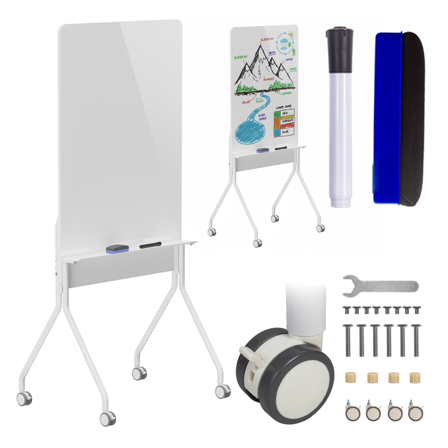 Tableau effaçable à sec ER-305 vertical avec surface magnétique anti-traces