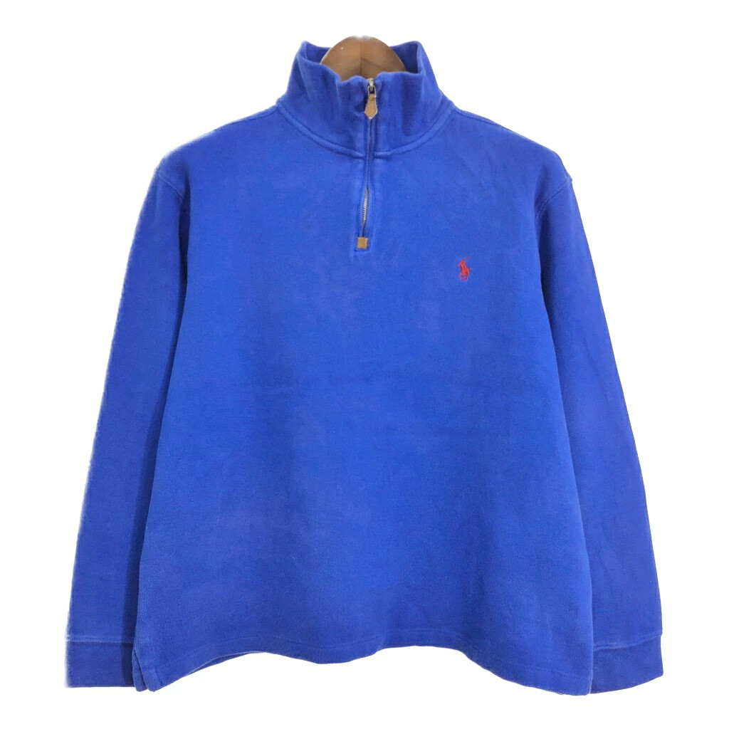 Polo by Ralph Lauren Half Zip Cotton Sweater Blue (Men s L) Used Vintage T2167