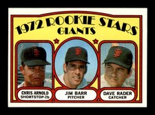 1972 Topps #232 Chris Arnold/Jim Barr/Dave Rader Giants Rookies NM/NM+ X3702770