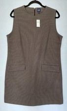 Gap Women's Size L Sleeveless Straight Beige/Navy Houndstooth Career Dress
