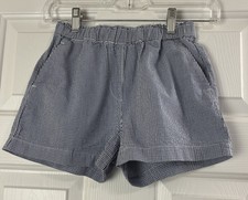 J. Crew Crewcuts Girl Shorts 8 Blue White Gingham Check Seersucker Elastic Waist