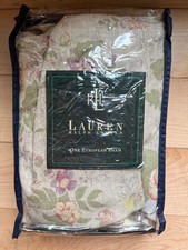 Vintage NWT Ralph Lauren Ashleigh Euro 26  Square Pillow Sham Ruffle Floral