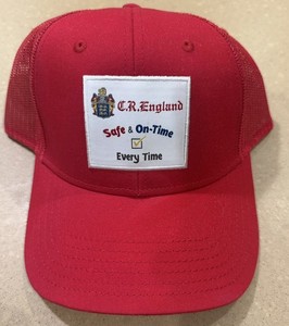 C.R. England Trucker Hat Red Retro Style Adjustable,  Mesh Back
