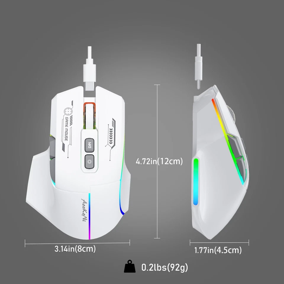 Wireless Gaming Mouse，Ergonomic Mouse with 5 Adjustable DPI up to 7200 7 Prog... - Image 2 of 4