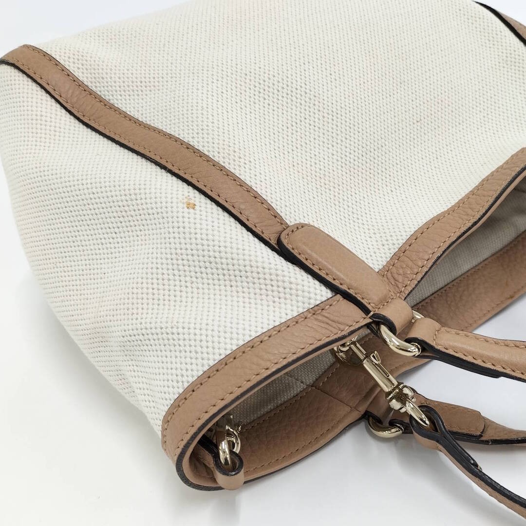 Gucci Soho Interlocking G Canvas Handbag 2WAY Off-White Brown Used thumbnail 5