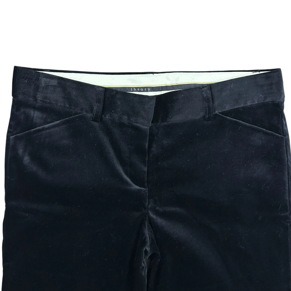 Pantalones acampanados de terciopelo Theory para mujer talla 6 negros Y2K grunge preppy silenciosos de lujo Foto 4 de 4