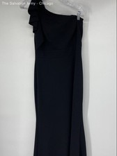 Azazie Womens Black Back Zip Classic One Shoulder Sheath Dress Size A6