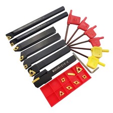 21PCS 1/2/12mm Shank Indexable Carbide Lathe Turning Insert Tool Holder Bit Set