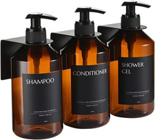 Shampoo and Conditioner Dispenser Set of 3 for Wall Mount 16.9 Fl Oz Drill Fre