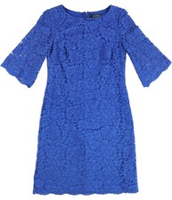 Ralph Lauren Womens Lace Floral Sheath Dress, Blue, 2