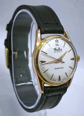Vtg 1950s MuDu Doublematic 30 Jewel Gold Plated 30mm Gents Watch Cal Felsa 4000N