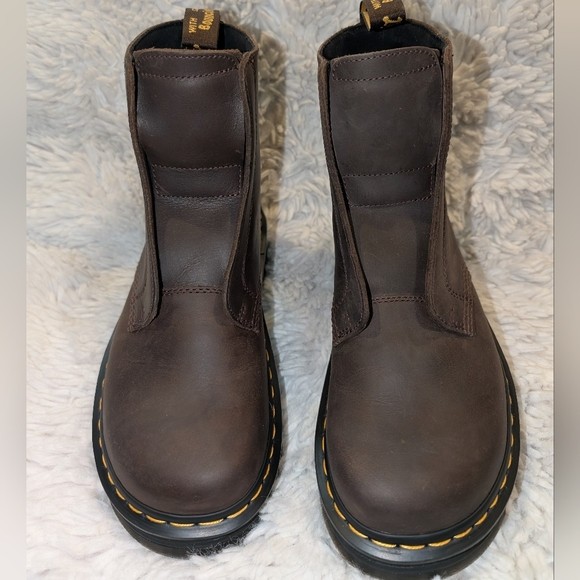 Dr. Doc Martens Zebzag Laceless Men's Leather Boots Dark Brown
