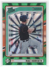 #119 Mac Horvath 2024 Donruss Green Laser Rated Prospect Baltimore Orioles