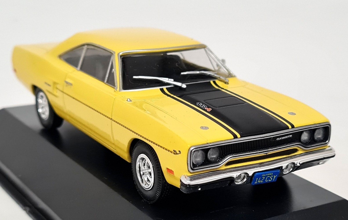 Atlas 1/43 Plymouth Road Runner 1970 Yellow Diecast Scale Model Car