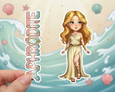 Aphrodite Sticker and Magnet   Pandemos Mythkins    Greek Goddess of Love and Be