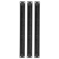 3Pack Brush Cable 1U 19 Inch Horizontal Rack Mount Management Strip Panel