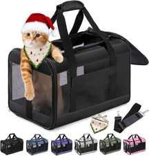 Airline Approved Soft-Sided Cat Carrier Dog Carrier with Safety Leash Collapsibl