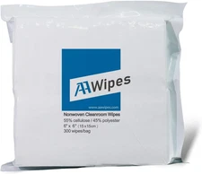 Cleanroom Wipes 6" X 6" (Bag of 300 Pcs, Grade A, 68 GSM) Lint Free Wipes Cellul