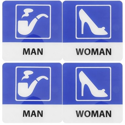 Reusable Acrylic Bathroom Door Signs Blue for Office Restaurant Decoration