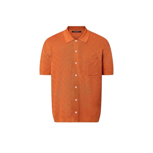 ¡NUEVO SIN ETIQUETAS! AUTÉNTICA Camisa de Algodón Pointelle Monograma LOUIS VUITTON Naranja, Talla S - Imagen 3 de 24