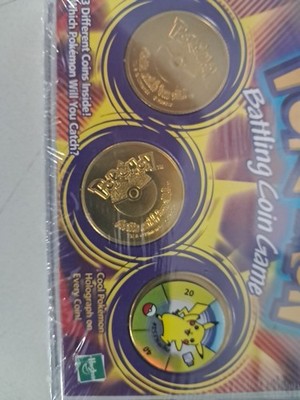 Hasbro Pokemon Battling Coin Game 3 Unique Coins 1999 for sale