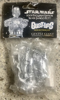 Star Wars 2005 Exclusive Silver Jango Fett Bust-Ups Sealed Gentle Giant