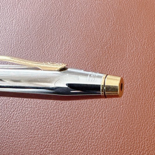CROSS Century II Medalist Ballpoint Pen Chrome w/ Gold Trim Japan Import - Afbeelding 5 van 11