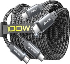 JSAUX 100W USB C to C Cable 2-Pack 10FT , Type C Fast 10ft 10ft, Grey