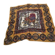 Paoli Silkblend Scarf Brown Amber Gold Medallion Harvest 24x26 Bohemian