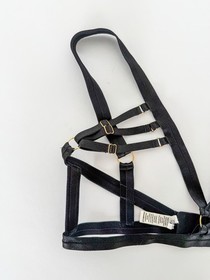 Bordelle Women&rsquo;s Black Caged Bondage Harness Bra Size Large